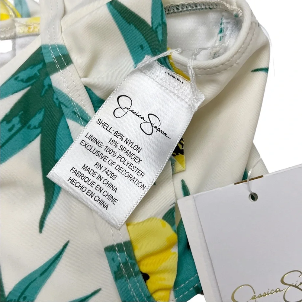 Jessica Simpson Girl’s Yellow Floral Swim Top Size 12
